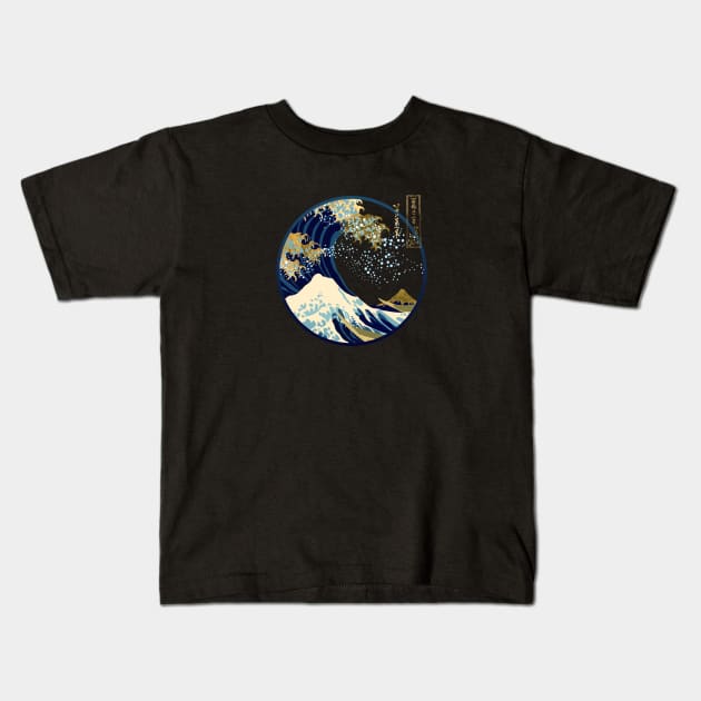 Golden Great Wave off Kanagawa Kids T-Shirt by GreekTavern